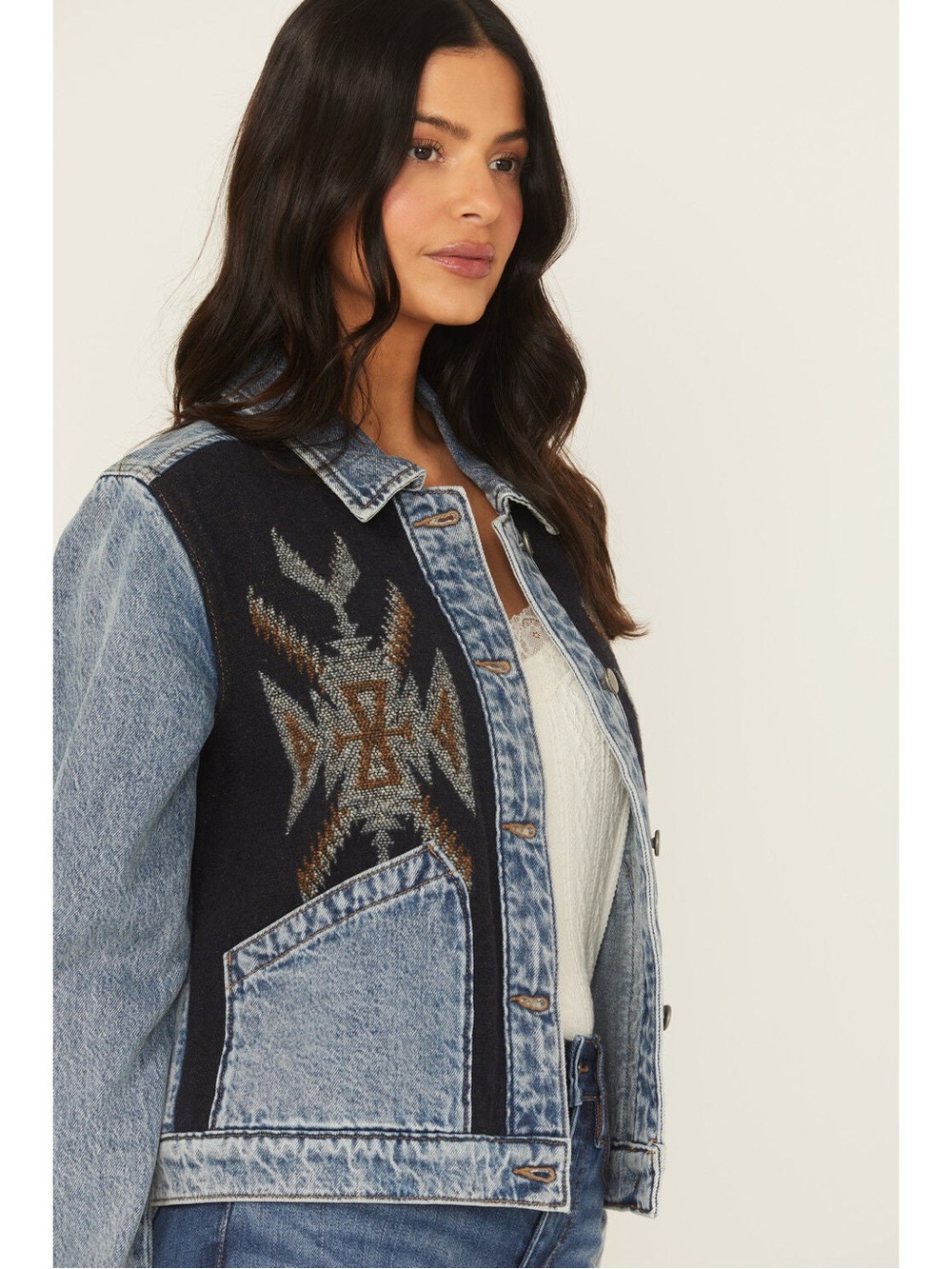 Idyllwind by Miranda Lambert Women’s Mallard Denim and Blanket Mixed Jacket - Picture 1 of 8